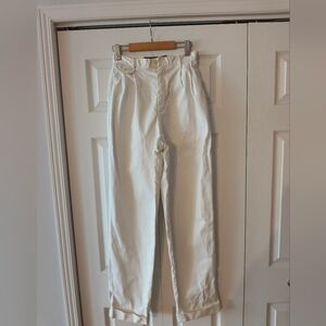 Vintage Ralph Lauren High Rise Pleated Trousers White 25W 12" Rise Dark Academia